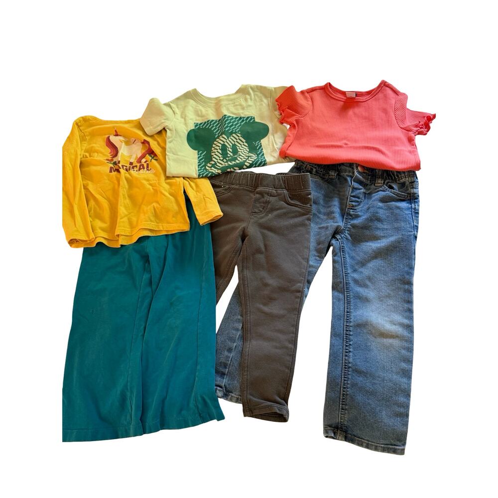 Toddler Girl Size 3T LOT Top Pants Yellow Pink Minnie Jeans Pull On Pants Casual